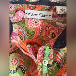 DIZZY LIZZIE Chatham Vibrant Paisley dress L Pockets Flattering Comfortable